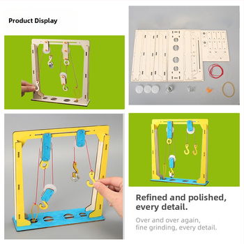 DIY Ξύλινο Σύστημα Τροχαλιών για Φυσική — Εκπαιδευτικό STEM παιχνίδι για ηλικίες 7–14, Χειρονακτική χρήση, Χωρίς ηλεκτρική ενέργεια