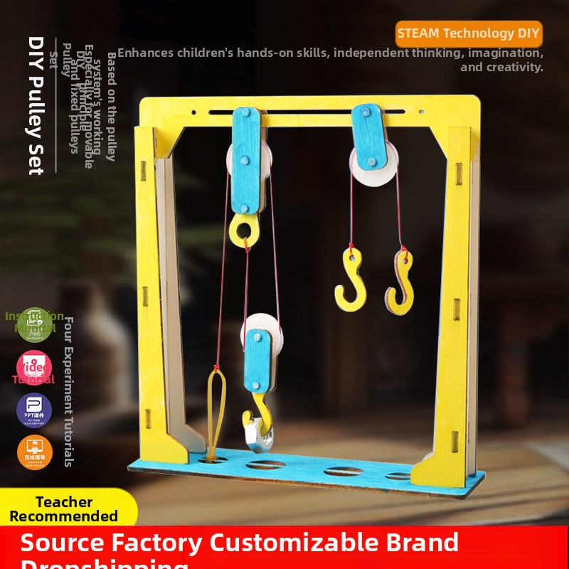 DIY Set cu Roți din Lemn pentru Fizică – Jucărie educațională STEM pentru 7–14 ani, Manual, Fără electricitate