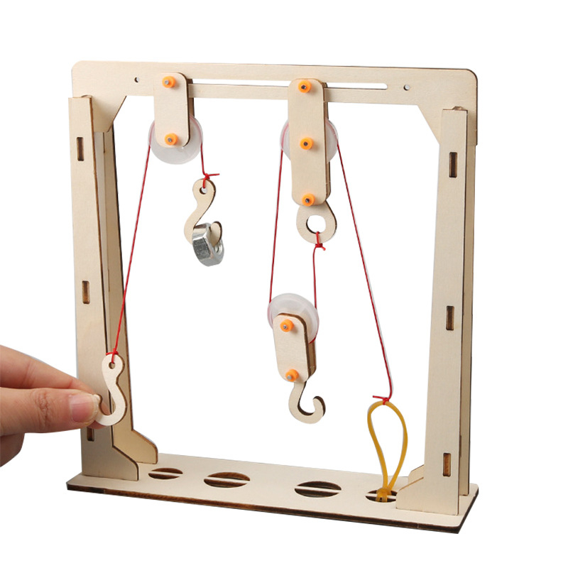 DIY Set cu Roți din Lemn pentru Fizică – Jucărie educațională STEM pentru 7–14 ani, Manual, Fără electricitate