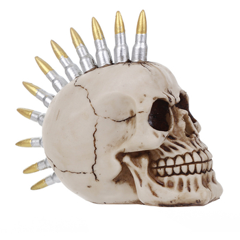 Резинова черепна декоративна фигура за Хелоуин, стил модерно изкуство, марка Rushen, материали: синтетична смола и пластмаса