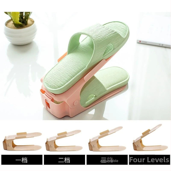 Οργανωτής παπουτσιών εξοικονόμησης χώρου με πολυεπίπεδες διαχωριστικές θήκες και διπλό αναδιπλούμενο ράφι (Υλικό: Πλαστικό; Στυλ: Μοντέρνο και μινιμαλιστικό; Λειτουργία: Αποθήκευση)