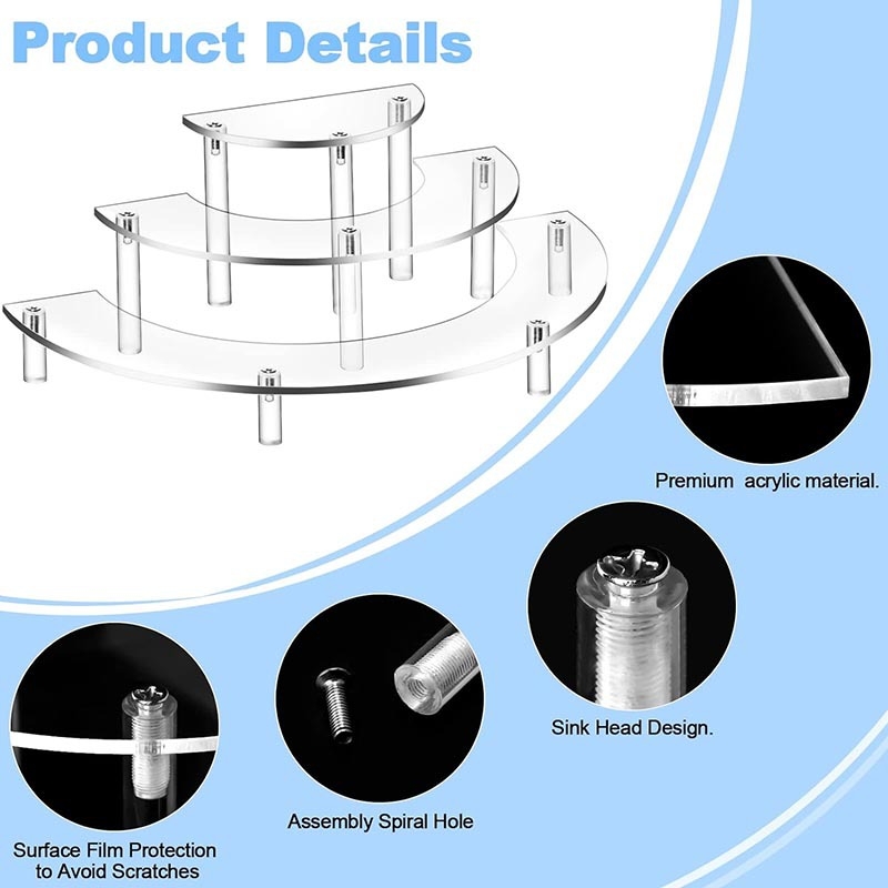 Akrilinis ekspozicijos laikiklis su 3 lygiais parfumerijai ir daugiafunkcinis cupcake ir desertų laikiklis