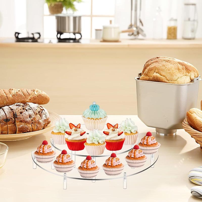 Akrilinis ekspozicijos laikiklis su 3 lygiais parfumerijai ir daugiafunkcinis cupcake ir desertų laikiklis