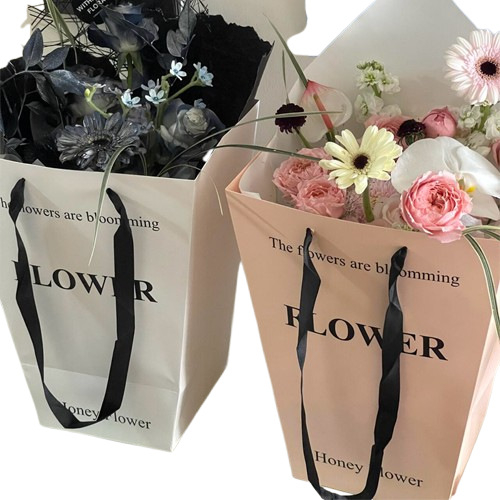 Trapezoidinė gėlių rankinė, individualizuota + sandėlyje, kartonas, atspari vandeniui danga