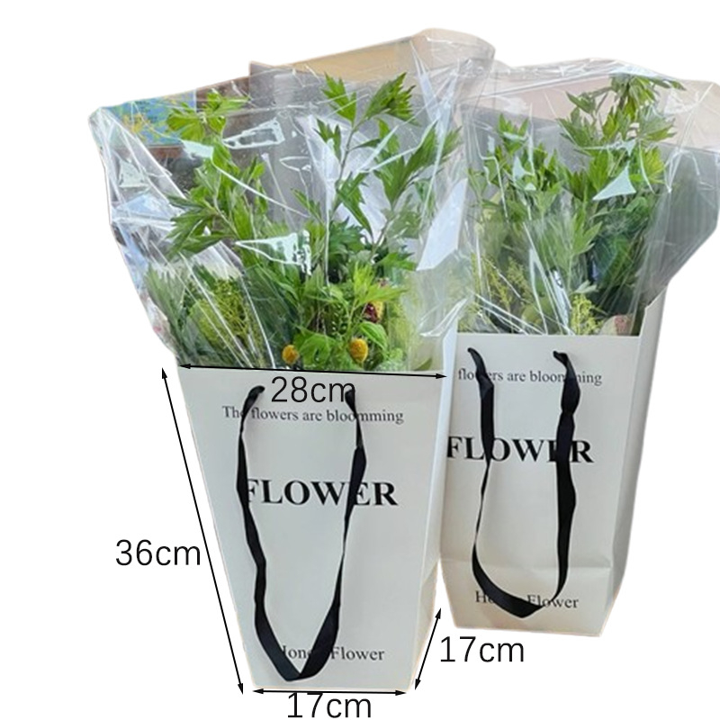 Trapezoidinė gėlių rankinė, individualizuota + sandėlyje, kartonas, atspari vandeniui danga