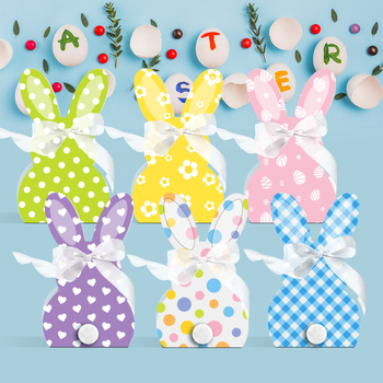 Velykų popierinė saldainių dėžutė su kiškių ausimis, 24 vnt. pakuotėje, OPP maišo įpakavimas