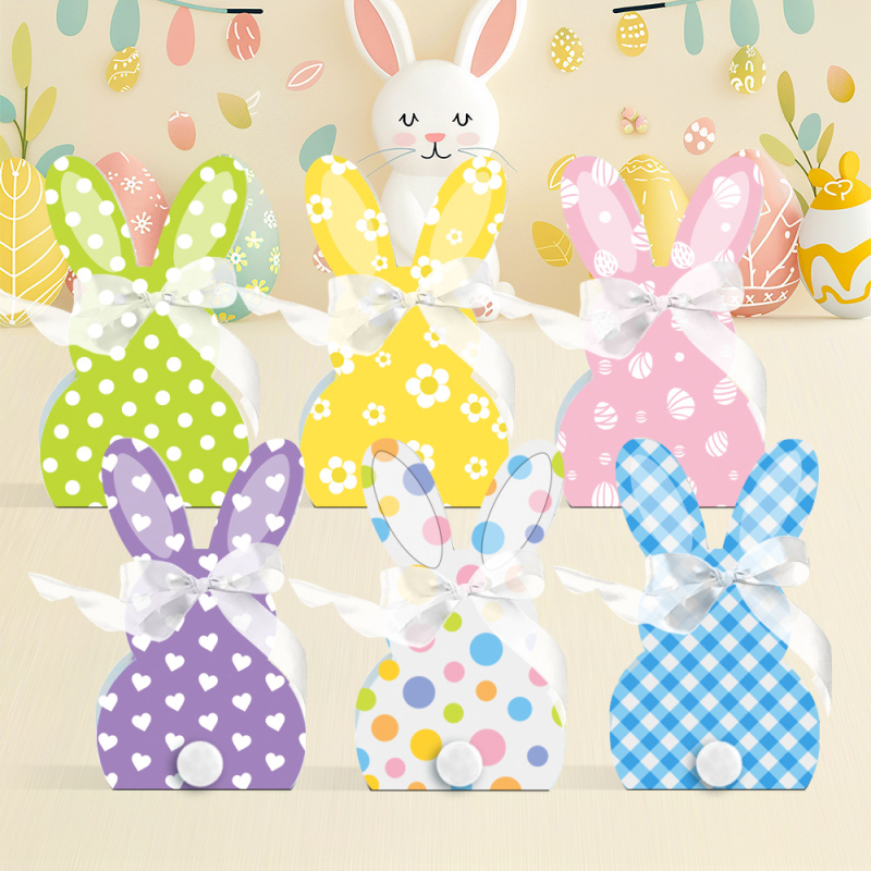 Velykų popierinė saldainių dėžutė su kiškių ausimis, 24 vnt. pakuotėje, OPP maišo įpakavimas