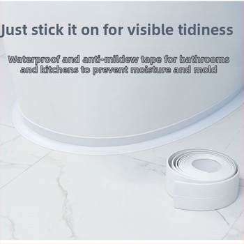 PVC αυτοκόλλητη σφραγιστική λωρίδα κουζίνας για γωνιακό κενό, αδιάβροχη, αντιβακτηριακή, αντιμυκητιακή, ανθεκτική σε λιπαρούς λεκέδες, μονόχρωμη, 1 τεμάχιο