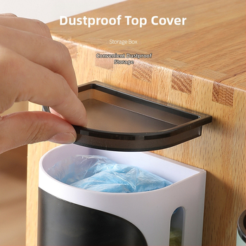 Κουτί αποθήκευσης σακουλών απορριμμάτων, επιτοίχιο, με σχέδιο ανάσυρσης, με καπάκι, PP πλαστικό, χωρητικότητα 1 L