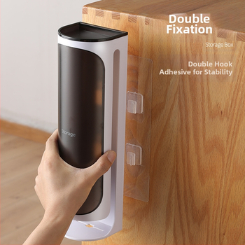 Κουτί αποθήκευσης σακουλών απορριμμάτων, επιτοίχιο, με σχέδιο ανάσυρσης, με καπάκι, PP πλαστικό, χωρητικότητα 1 L