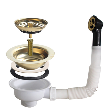 Sifon za umivaonik s prelijevanjem, PVD završna obrada, model XK225C036, Talea (Materijal: PP+304; Stil: moderni minimalizam)