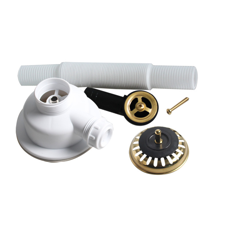 Sifon za umivaonik s prelijevanjem, PVD završna obrada, model XK225C036, Talea (Materijal: PP+304; Stil: moderni minimalizam)