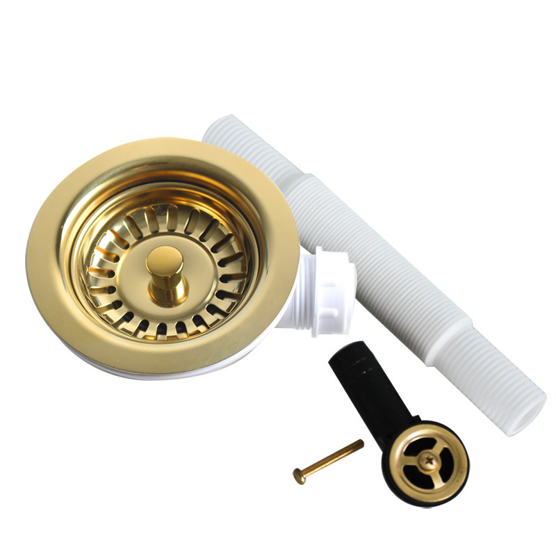 Sifon za umivaonik s prelijevanjem, PVD završna obrada, model XK225C036, Talea (Materijal: PP+304; Stil: moderni minimalizam)