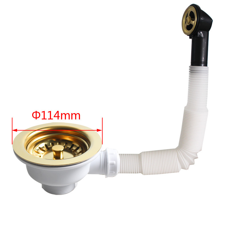 Sifon za umivaonik s prelijevanjem, PVD završna obrada, model XK225C036, Talea (Materijal: PP+304; Stil: moderni minimalizam)