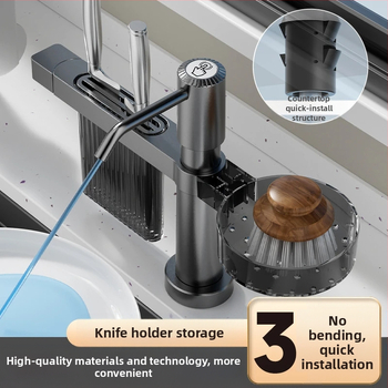 Smart organizator za kuhinjski sudoper sa dozatorom sapuna i držačem noževa — ABS, model DJZYEQ, 530 g