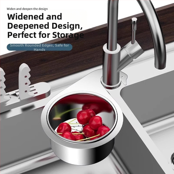 Nerūdijančio plieno pakabinamas nosusdinimo indas virtuvės plautuvei, su sausai–drėgniam atskyrimui ir daržovių plovimo filtrui