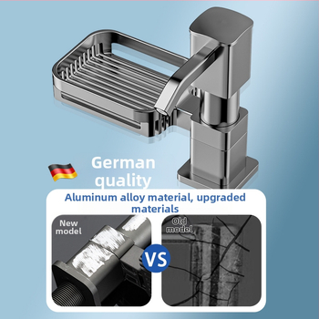 Kriauklės ploviklio dozatorius — rankinis spaudimas, aliuminio lydinys, anoduotas, šiuolaikiškas minimalistinis dizainas