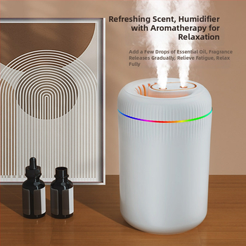 Drėkintuvas su atmosferos lempute, USB maitinimas, vandens bakas virš 10 L, du miglos išėjimai, tinkamas patalpoms virš 60 m²