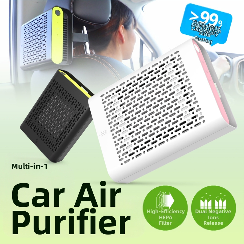 JO-6601 automobilių oro valytuvas su dvigubu neigiamų jonų HEPA filtru, PM2.5 ir dūmų šalinimas, CADR 22 m3/h, 12–24 V, 2,8 W, 8 000 000 jonų/cm3
