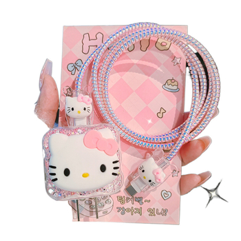 Hello Kitty προστατευτικό κάλυμμα καλωδίου δεδομένων για το καλώδιο φόρτισης Apple, ανθεκτικό στη θραύση, γρήγορη φόρτιση, σχεδίαση καρτούν, συμβατό με 20W φορτιστή Apple