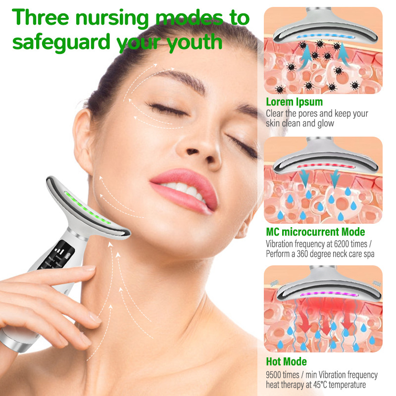 HY69 kaklo masažuoklis – vibracinis masažas, Photon Beauty, odos tonizavimas