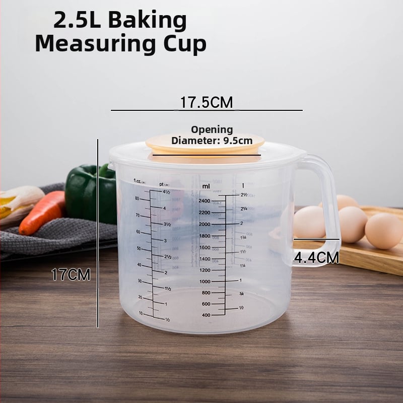 Hengjia PP plastikinis matavimo puodelis kepimui su dangteliu, anti-splash, graduotas, namų naudojimui, modernus minimalistinis dizainas