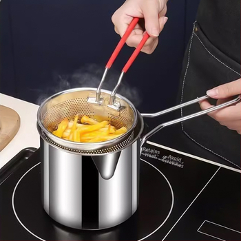 Ανοξείδωτο πολυλειτουργικό τηγάνι τηγανίσματος με σουρωτήρι, εξοικονόμηση καυσίμου, μοντέρνος σχεδιασμός