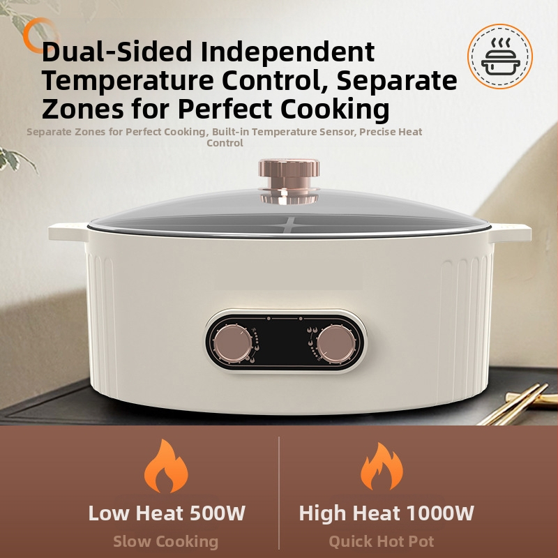 Електрическа мултифункционална тенджера за готвене Cayga DYG-01 с функция пържене в горещ съд, 1300W, 220V, 1L, алуминиева сплав