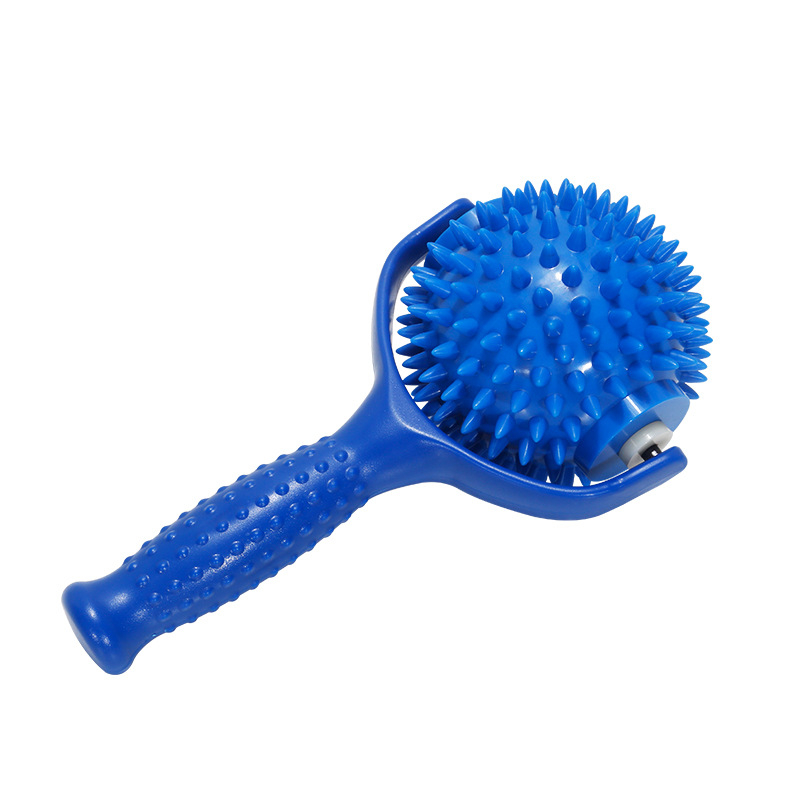 Masažo lazda su spygliuota kamuole fasialiniam masažui ir raumenų atpalaidavimui, rankinis jogos pagalbininkas