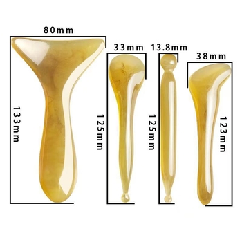 Нова масажна плоча за тяло с извита аркова глава за лице; универсална за шия, крака и гръб — натурална смола, с отпечатан логотип