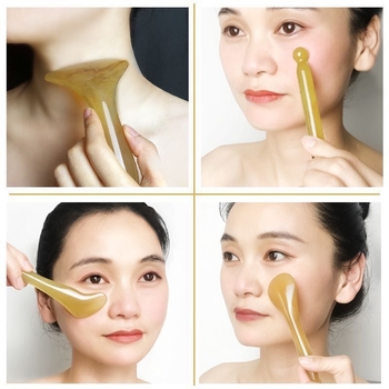 Нова масажна плоча за тяло с извита аркова глава за лице; универсална за шия, крака и гръб — натурална смола, с отпечатан логотип