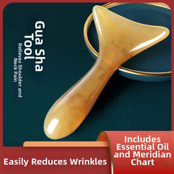 Нова масажна плоча за тяло с извита аркова глава за лице; универсална за шия, крака и гръб — натурална смола, с отпечатан логотип