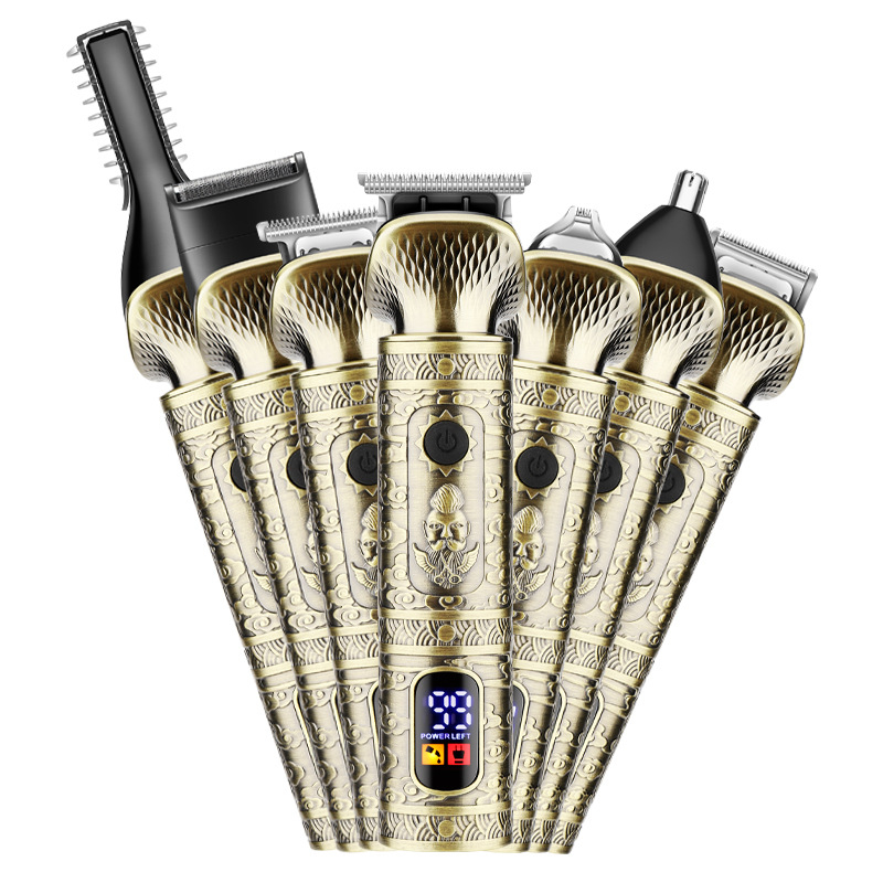 Mașină de tuns electrică 7-in-1, reîncărcabilă cu alimentare duală, cap de tăiere detașabil, baterie încorporată 800–1000mAh, autonomie 1–3 ore