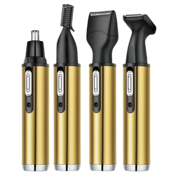 4-в-1 многофункционален тримър за носни косми и бръснач, неръждаема стомана, презареждаем модел, миеща се глава