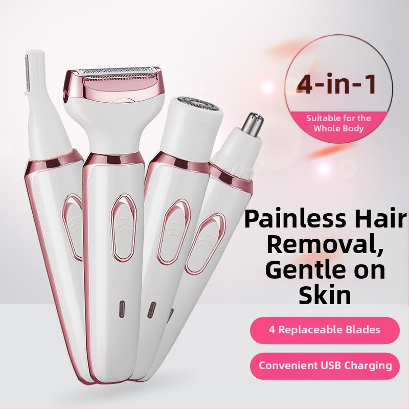 Trimer electric de îngrijire facială 4 în 1: îndepărtarea părului din nas, tăierea sprâncnelor și conturarea tâmplelor; reîncărcabil, 4 capete, lamă lavabilă, motor cu perii — model ZH-SN8866