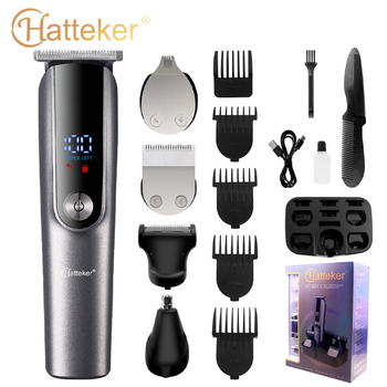 Mașină de tuns păr electrică multifuncțională pentru bărbați, aparat de ras și trimer pentru nas (baterie încorporată; încărcare; lamă de tăiere detașabilă și lavabilă; lame din oțel inoxidabil; zgomot 36–45 dB)