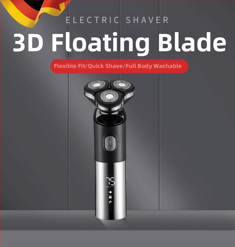 Aparat de ras electric portabil cu 1 cap rotativ, motor fără perii, corp complet lavabil, alimentare la priză, zgomot redus