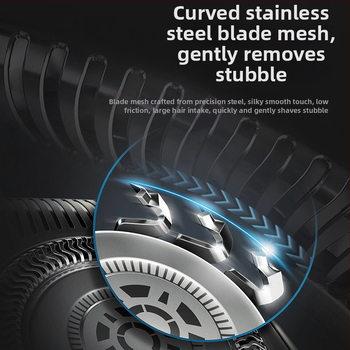 Електрическа самобръсначка с роторна глава с 3 леза, безчетков двигател, LED дисплей, време на работа 30 минути, максимална мощност 3W