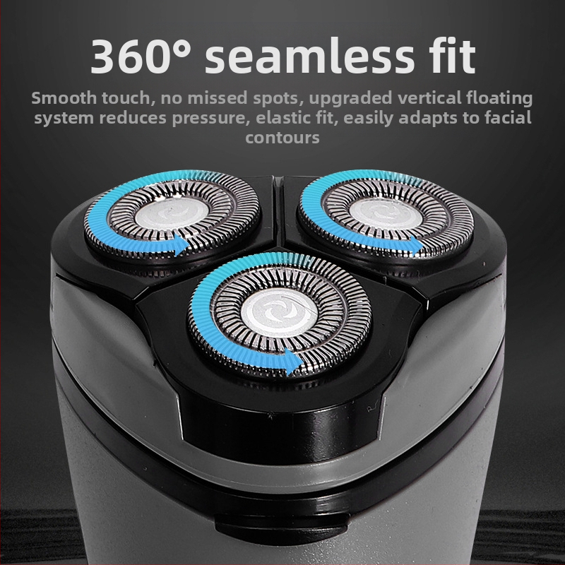 Mașină de ras electrică cu cap rotativ de 3 lame, motor fără perii, afișaj LED, autonomie de 30 de minute, putere maximă 3W