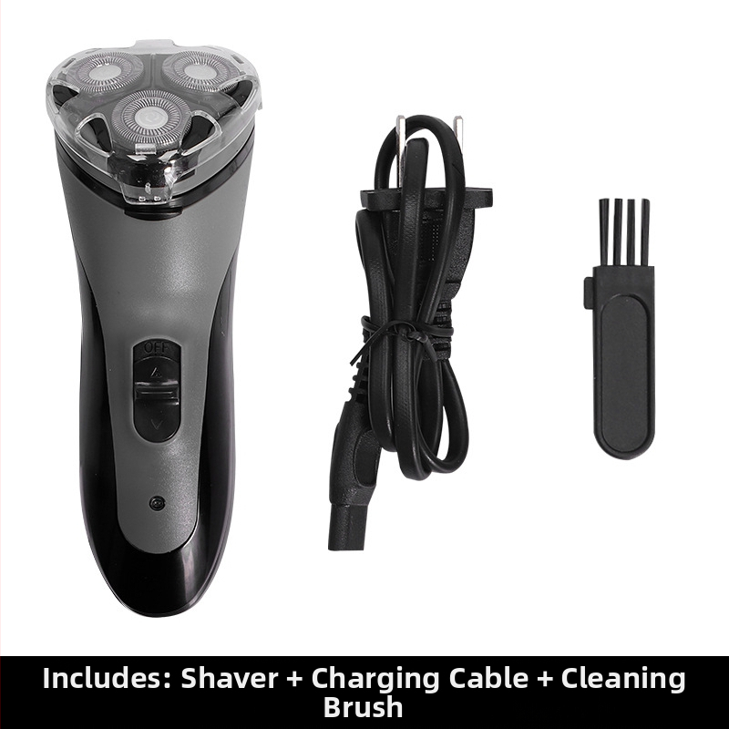 Mașină de ras electrică cu cap rotativ de 3 lame, motor fără perii, afișaj LED, autonomie de 30 de minute, putere maximă 3W