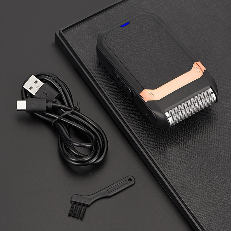 Aparat de ras electric cu capete reciproce, complet lavabil, baterie încorporată reîncărcabilă, display LED, pentru călătorii