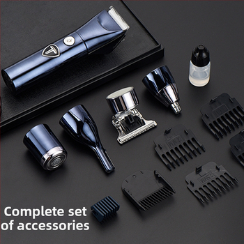 5-в-1 електрическа подстригваща машина с дигитален дисплей, презареждаща се, водоустойчива, ножове от неръждаема стомана, вградена батерия 800–1000 mAh, време на работа 1–3 ч