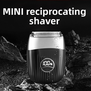 Електрическа самобръсначка с подвижна глава и регулиране на ъгъла на острието; LED дисплей, вградена батерия 500–800 mAh, автономия до 120 минути