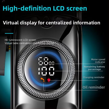 Elektrinis plaukų kirpimo mašinėlė KM-2279 su LCD ekranu, įmontuota baterija 500–800 mAh, veikimo laikas 1–3 val., nerūdijančio plieno peiliukai, atsparus vandeniui