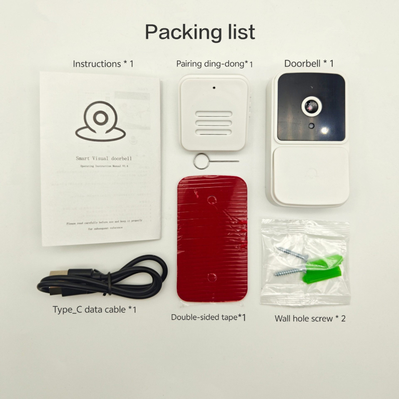 Modelis M8 Belaidė vaizdo durų skambutis su dviejų krypčių pokalbiu, WiFi ryšiu ir nuotoline saugumo kamera