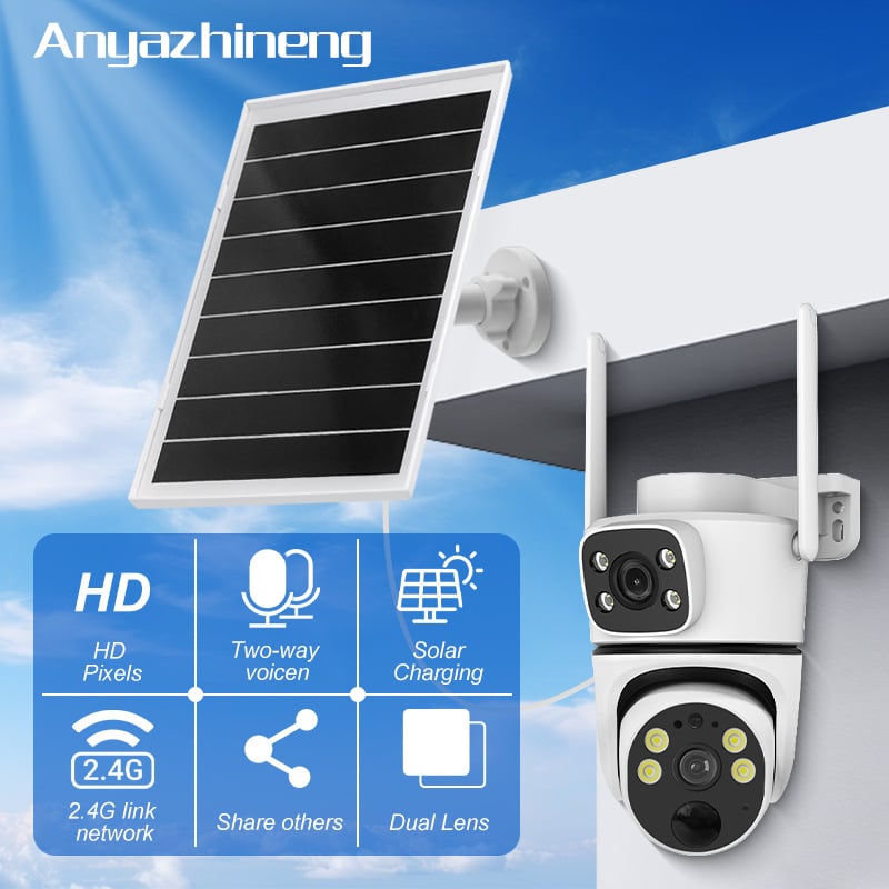 Saulės energijos stebėjimo kamera - minimalus apšvietimas 0.001 lux, veikimo temperatūra -20°C iki 55°C, įtampa 5V, lauko naudojimui