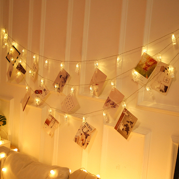 Nuotraukų klipų LED girlianda sienų dekoravimui - 20 LED, ilgis 2-10 m, IP44, 4000K, maitinama baterijomis
