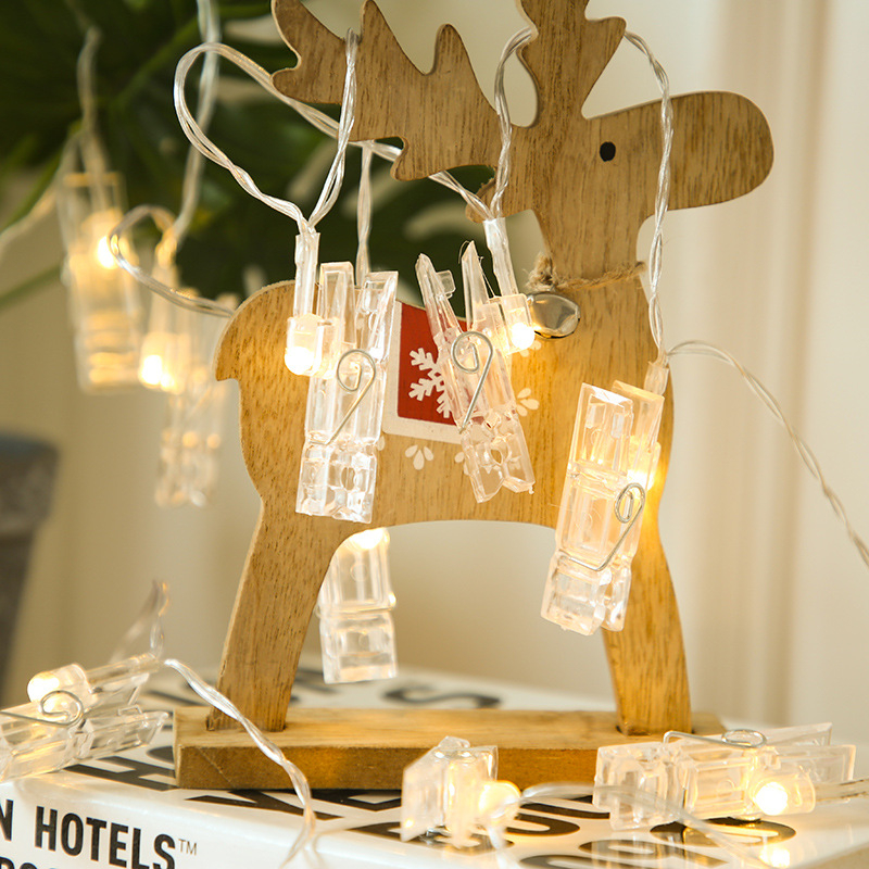 Nuotraukų klipų LED girlianda sienų dekoravimui - 20 LED, ilgis 2-10 m, IP44, 4000K, maitinama baterijomis