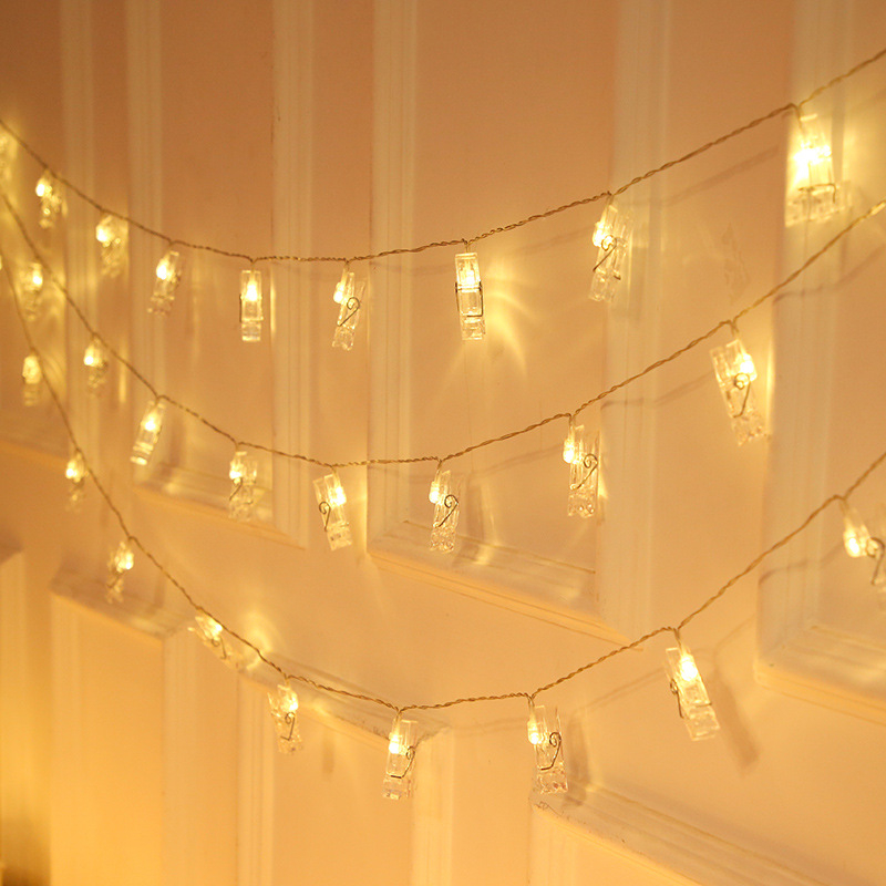 Nuotraukų klipų LED girlianda sienų dekoravimui - 20 LED, ilgis 2-10 m, IP44, 4000K, maitinama baterijomis