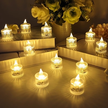 LED нощна лампа-свещ с вградена батерия, бутонно управление, стил лек лукс и амбиентно осветление